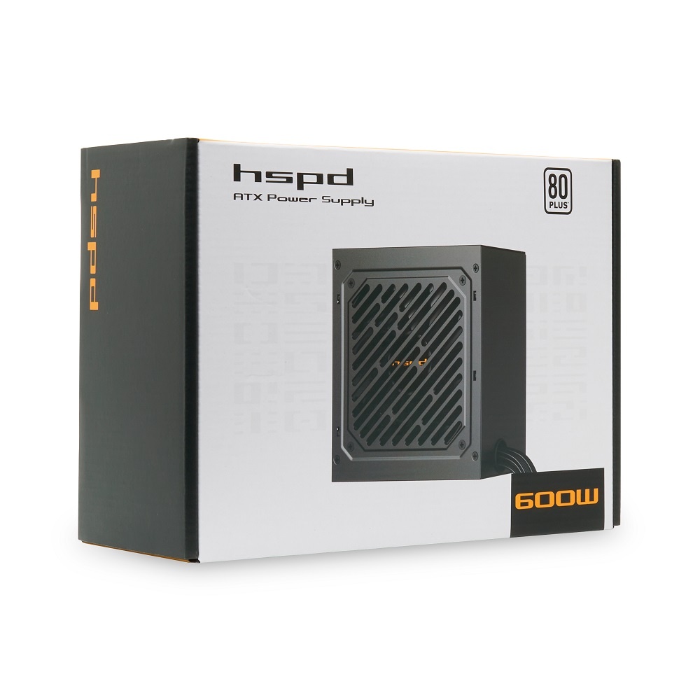 Блок питания HSPD, 600W 80+ White (ATX, 2.31, Non-modular, 1x24(20+4)pin 500mm, 1xCPU 8(4+4)pin 550m