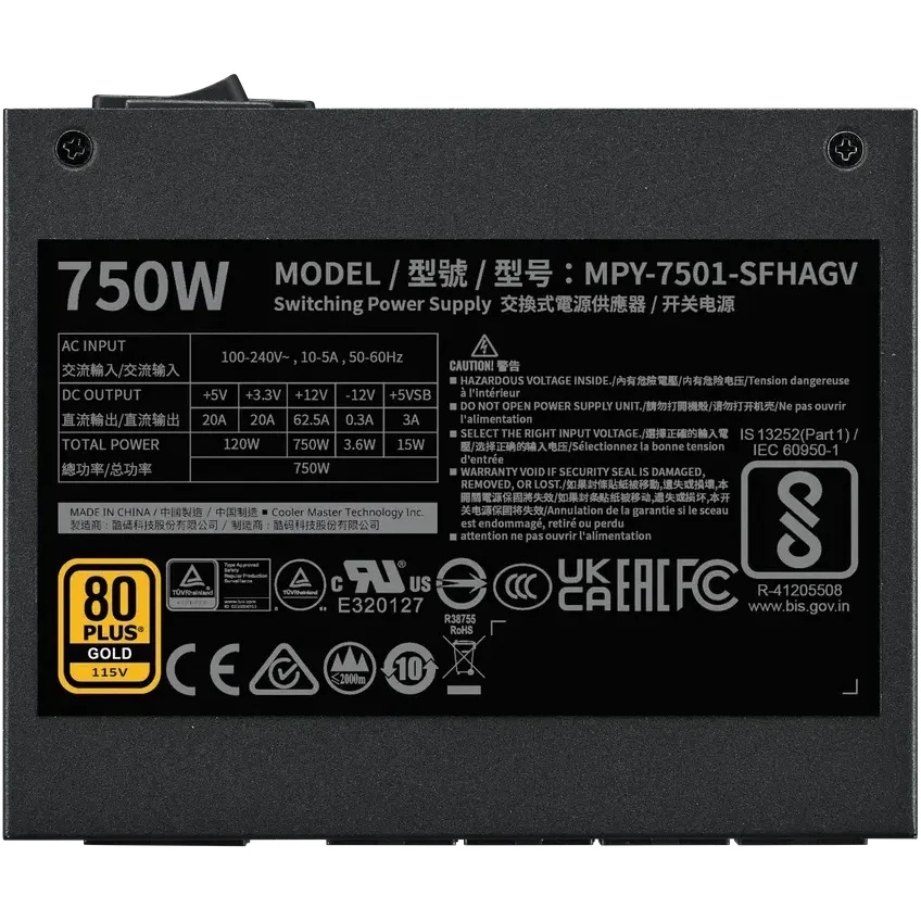 Блок питания Cooler Master SFX 750W V750 Gen.5 80 PLUS gold 24pin APFC 120мм fan 12xSATA Cab Manag R