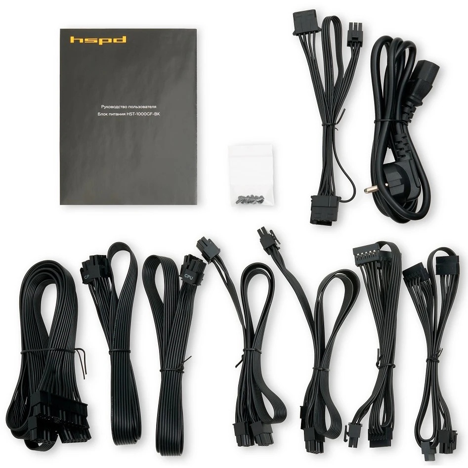 Блок питания Power Supply HSPD, 1000W 80 PLUS Gold (ATX, 2.52, Full modular, 1x24(20+4)pin 600мм, 2x