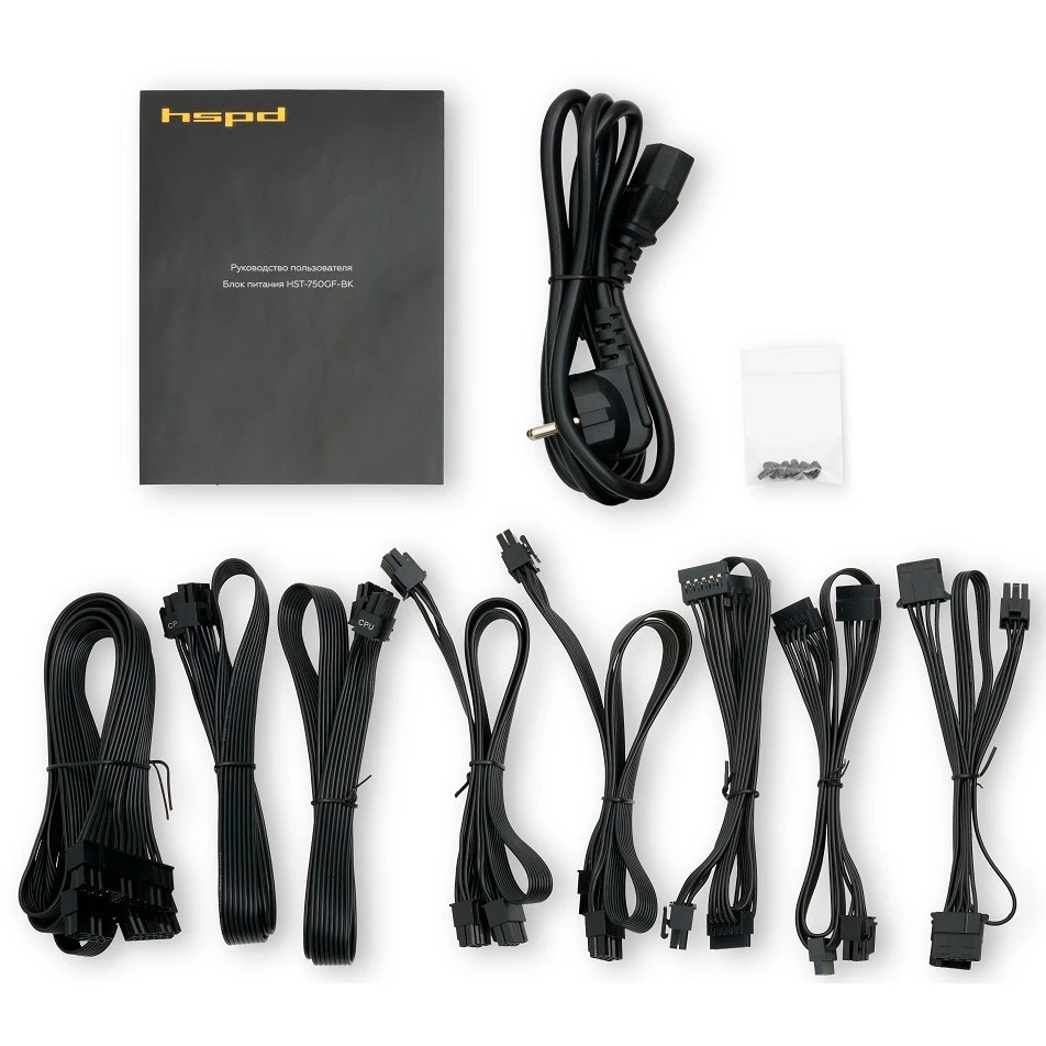 Блок питания Power Supply HSPD, 750W 80 PLUS Gold (ATX, 2.52, Full modular, 1x24(20+4)pin 600мм, 2xC