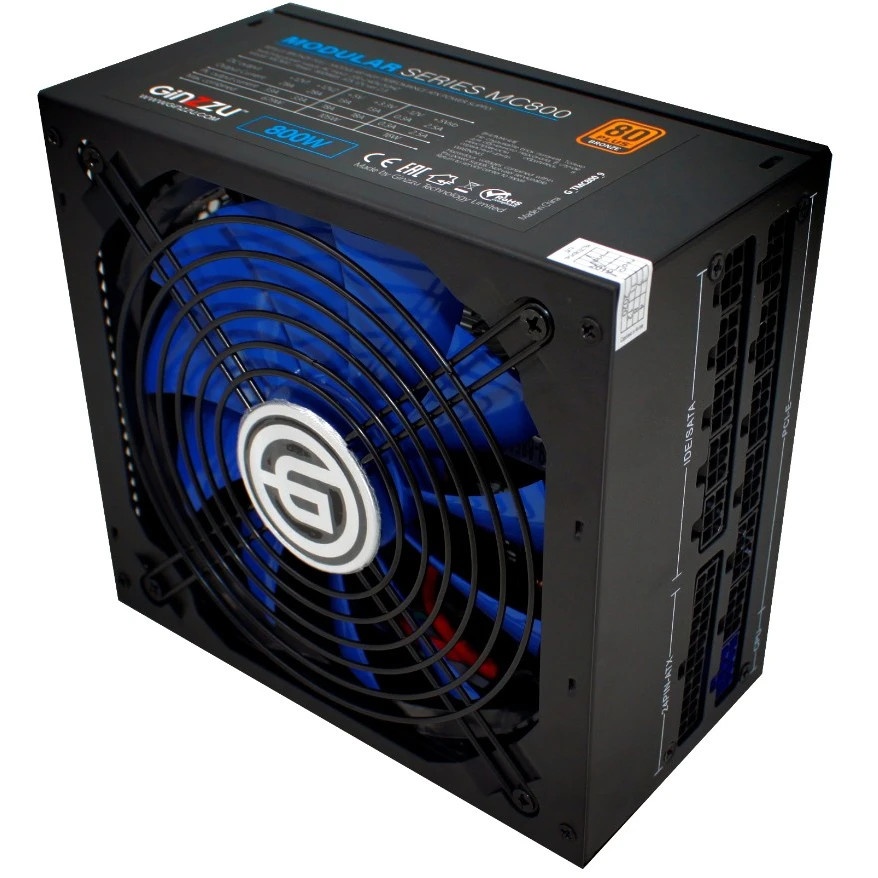 Блок питания Ginzzu MC800 14CM 80+Bronze белый