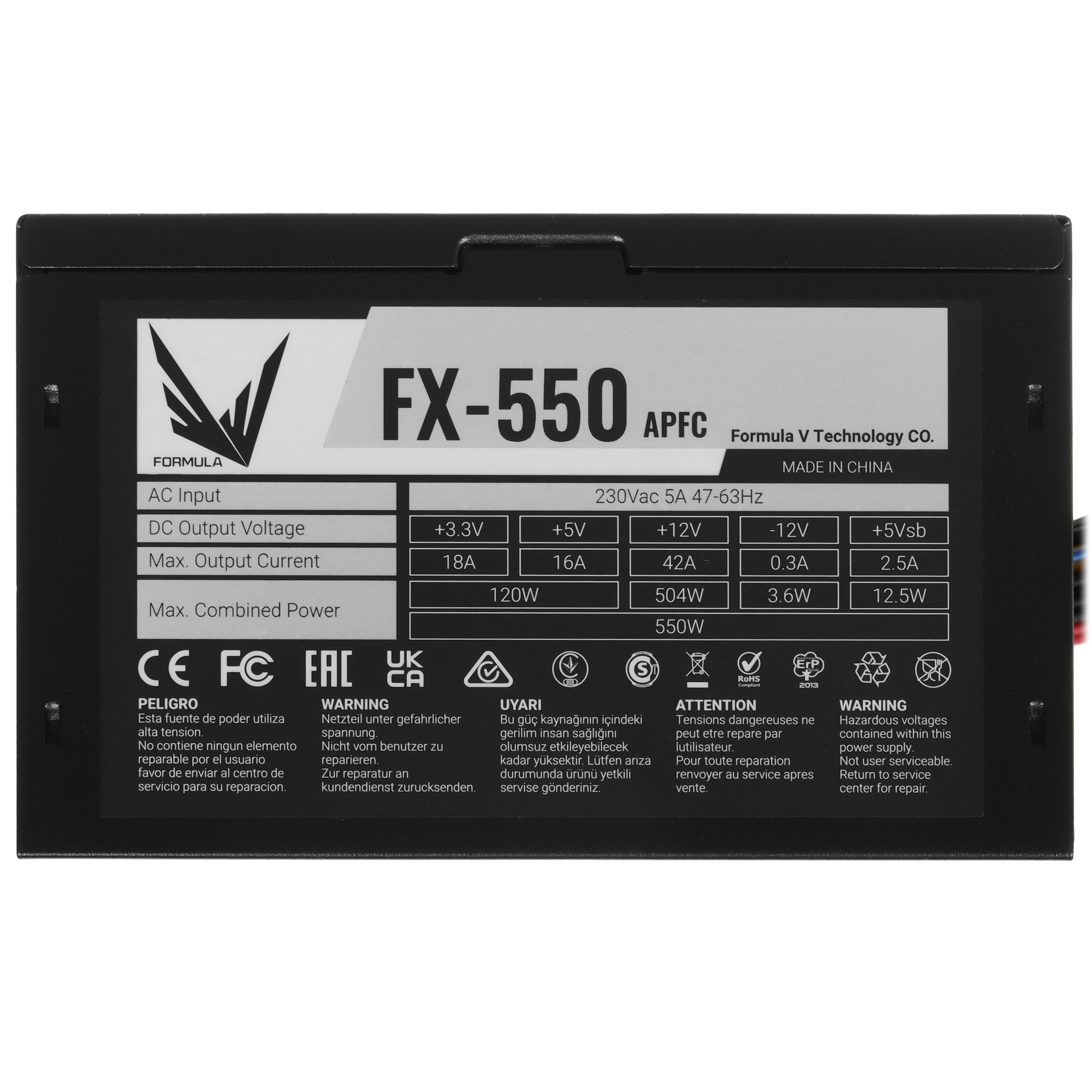 Блок питания Formula V Line FV-550BD, 550W, ATX3.1, APFC, 80+ Bronze, 12cm Fan