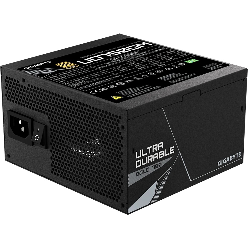 Блок питания Gigabyte ATX 750W GP-UD750GM 80+ gold 24+2x(4+4) pin APFC 120mm fan 8xSATA Cab Manag RT