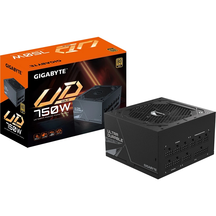 Блок питания Gigabyte ATX 750W GP-UD750GM 80+ gold 24+2x(4+4) pin APFC 120mm fan 8xSATA Cab Manag RT