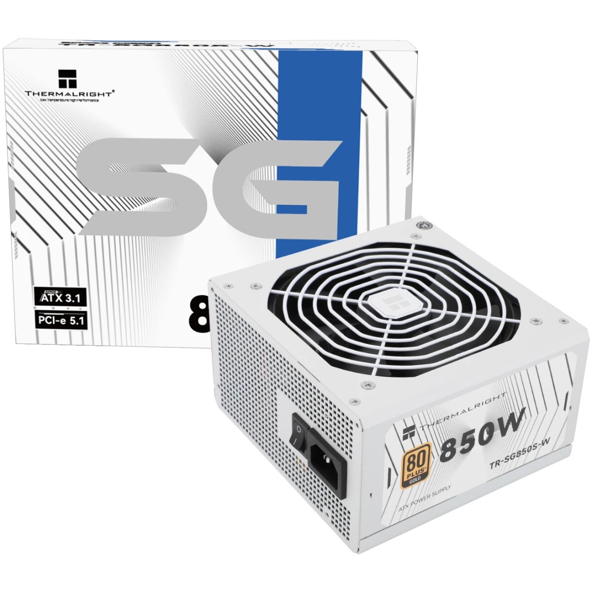 Блок питания Thermalright, 850W 80+ Gold (ATX, 3.1, PCIe 5.1, Non-modular, 1x24(20+4)pin, 1xCPU 8(4+
