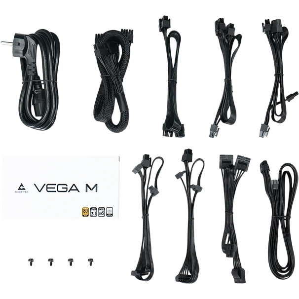 Блок питания Chieftec Vega M PPG-1000-C (ATX 3.1, 1000W, 80 PLUS GOLD, Active PFC, 135mm fan, Gen5 P