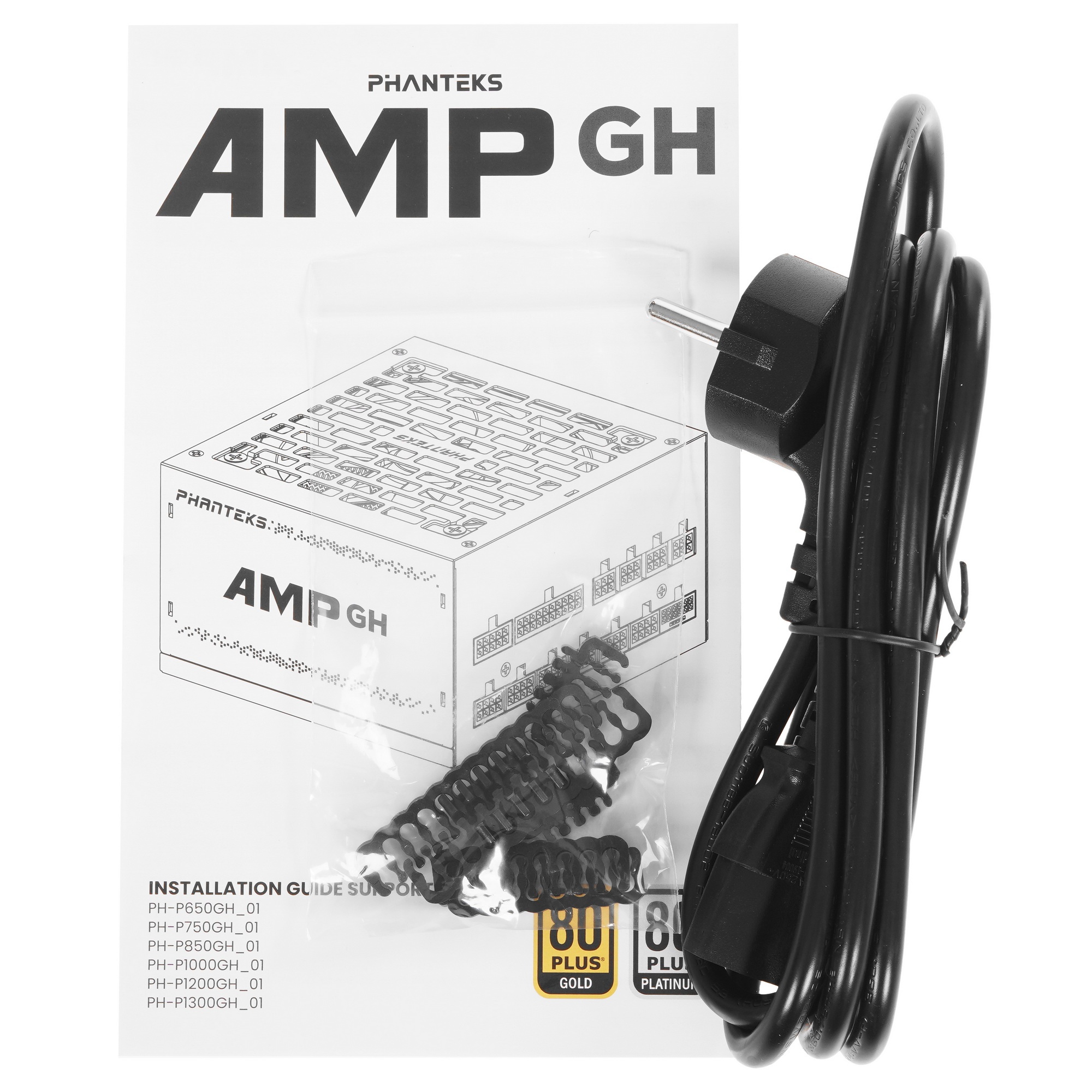 Блок питания PHANTEKS AMP GH 850W (80 Plus Gold, ATX 3.1, PCIe 5.1, APFC, 120мм Fan, Fully Modular,