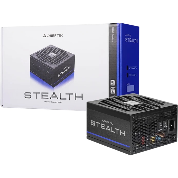 Блок питания Chieftec Stealth SPX-1000-FC (ATX 3.1, 1000W, 80 PLUS PLATINUM, Active PFC, 135mm fan,