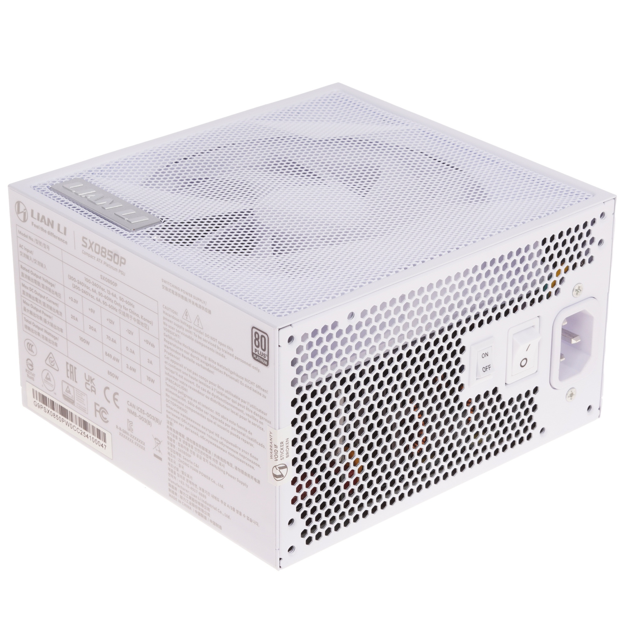 Блок питания ATX Lian Li S8P 8W, PLUS Platinum, 12VHPWR, full modular SX0850P White