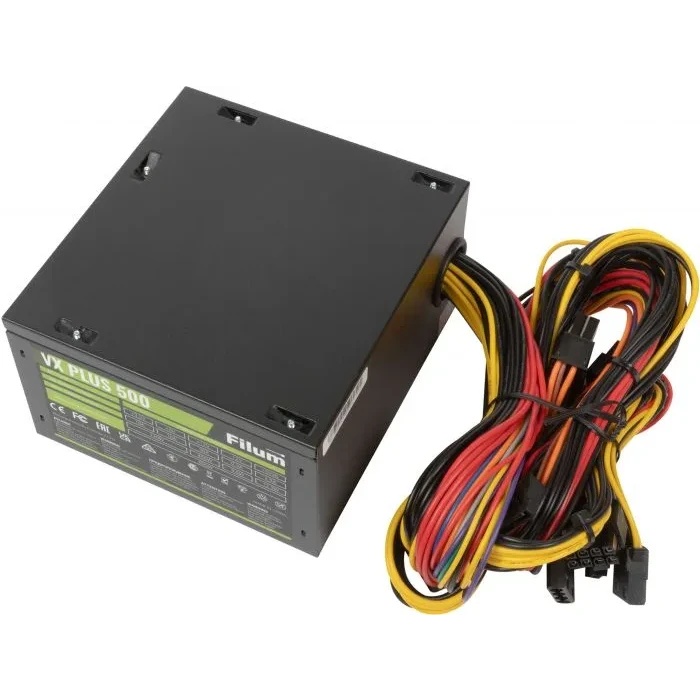 Блок питания ATX Filum VX PLUS 500 500W (20/24+4+3 SATA+3 PATA+6/8 pin, вентилятор d120мм)