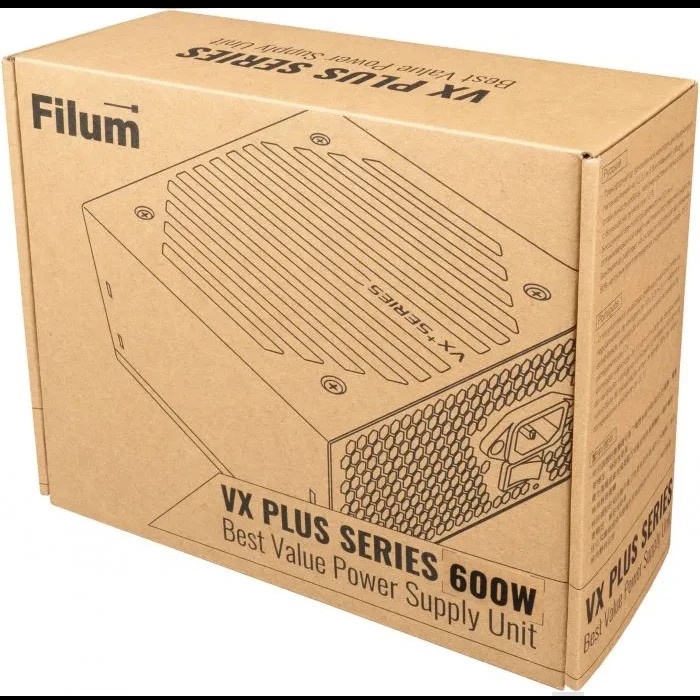 Блок питания ATX Filum VX PLUS 600 600W (20/24+4 SATA+3 PATA+6/2x8 pin, вентилятор d120мм)