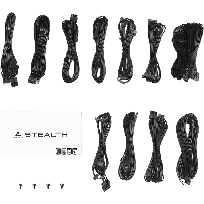 Блок питания Chieftec Stealth SPX-1200-FC (ATX 3.1, 1200W, 80 PLUS PLATINUM, Active PFC, 135mm fan,