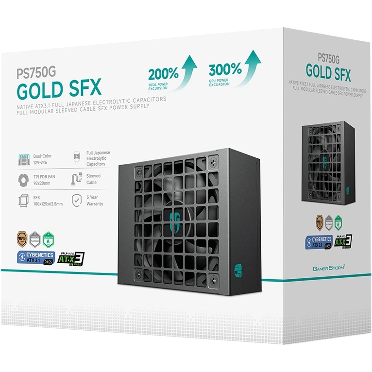 Блок питания Deepcool GAMERSTORM PS750G (SFX 4.1, ATX 3.1, 750W, Full Cable Management, 92mm fan, Cy