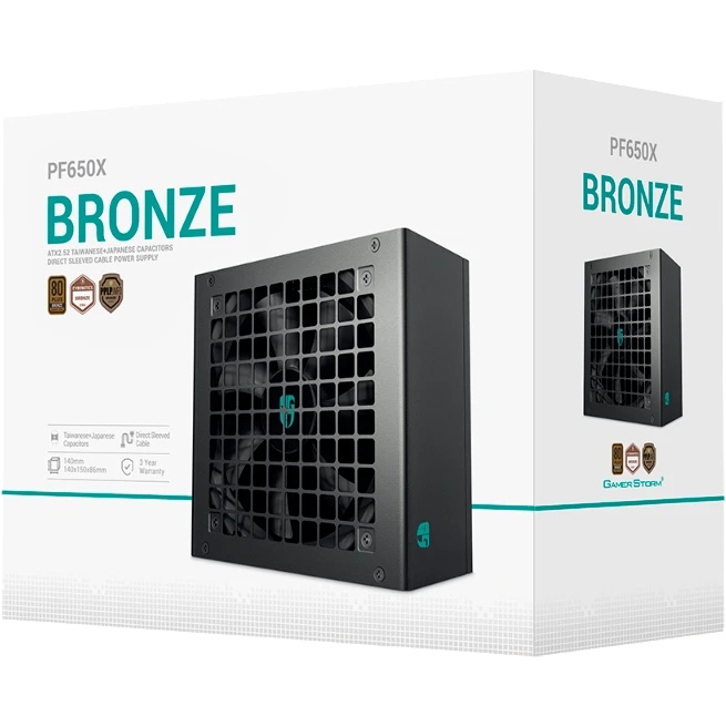 Блок питания Deepcool GAMERSTORM PF650X (ATX 2.52, 650W, PWM 120mm fan, Active PFC+DC to DC, 80+ BRO