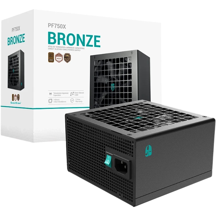 Блок питания Deepcool GAMERSTORM PF750X (ATX 2.52, 750W, PWM 120mm fan, Active PFC+DC to DC, 80+ BRO