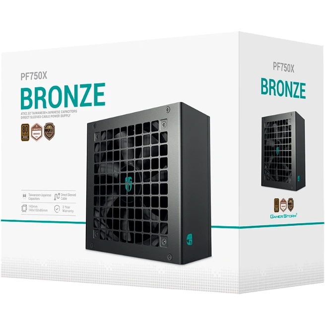 Блок питания Deepcool GAMERSTORM PF750X (ATX 2.52, 750W, PWM 120mm fan, Active PFC+DC to DC, 80+ BRO