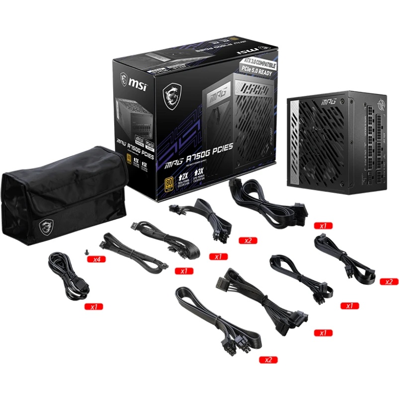 Блок питания 750W MSI MPG A750G 80+ Gold Full modularATX 3.0 PCIE5 RTL (306-7ZP7A11-CE0)