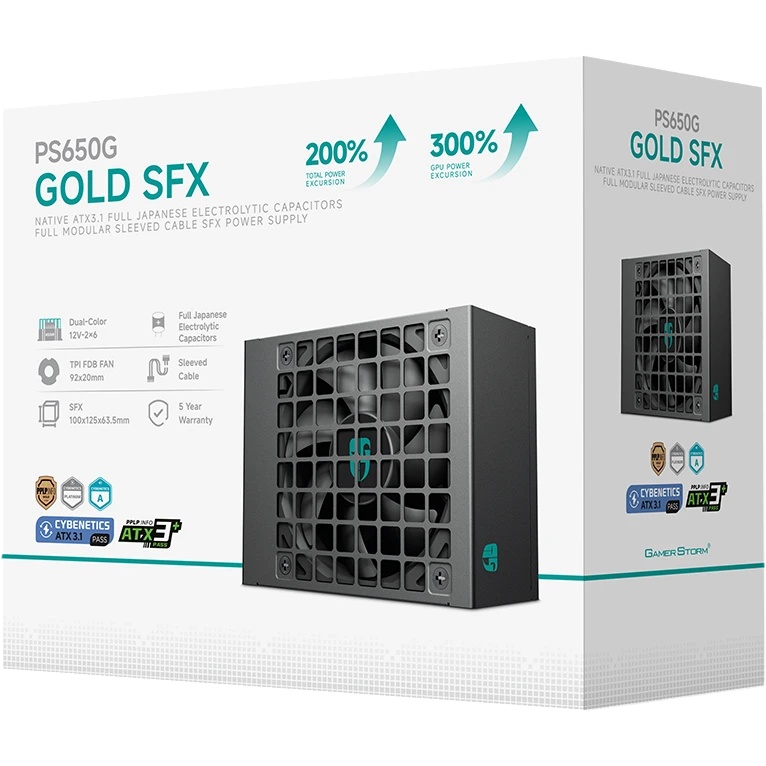 Блок питания Deepcool GAMERSTORM PS650G (SFX 4.1, ATX 3.1, 650W, Full Cable Management, 92mm fan, Cy
