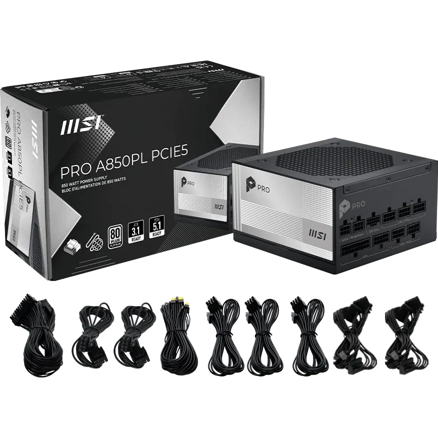 Блок питания ATX 850W PRO A850PL PCIE5 MSI