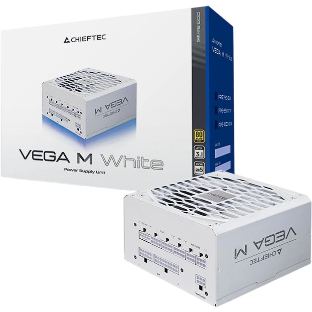 Блок питания ATX Chieftec Vega M White PPG-1000-CW 1000W, 80+ Gold, 12VHPWR, full modular