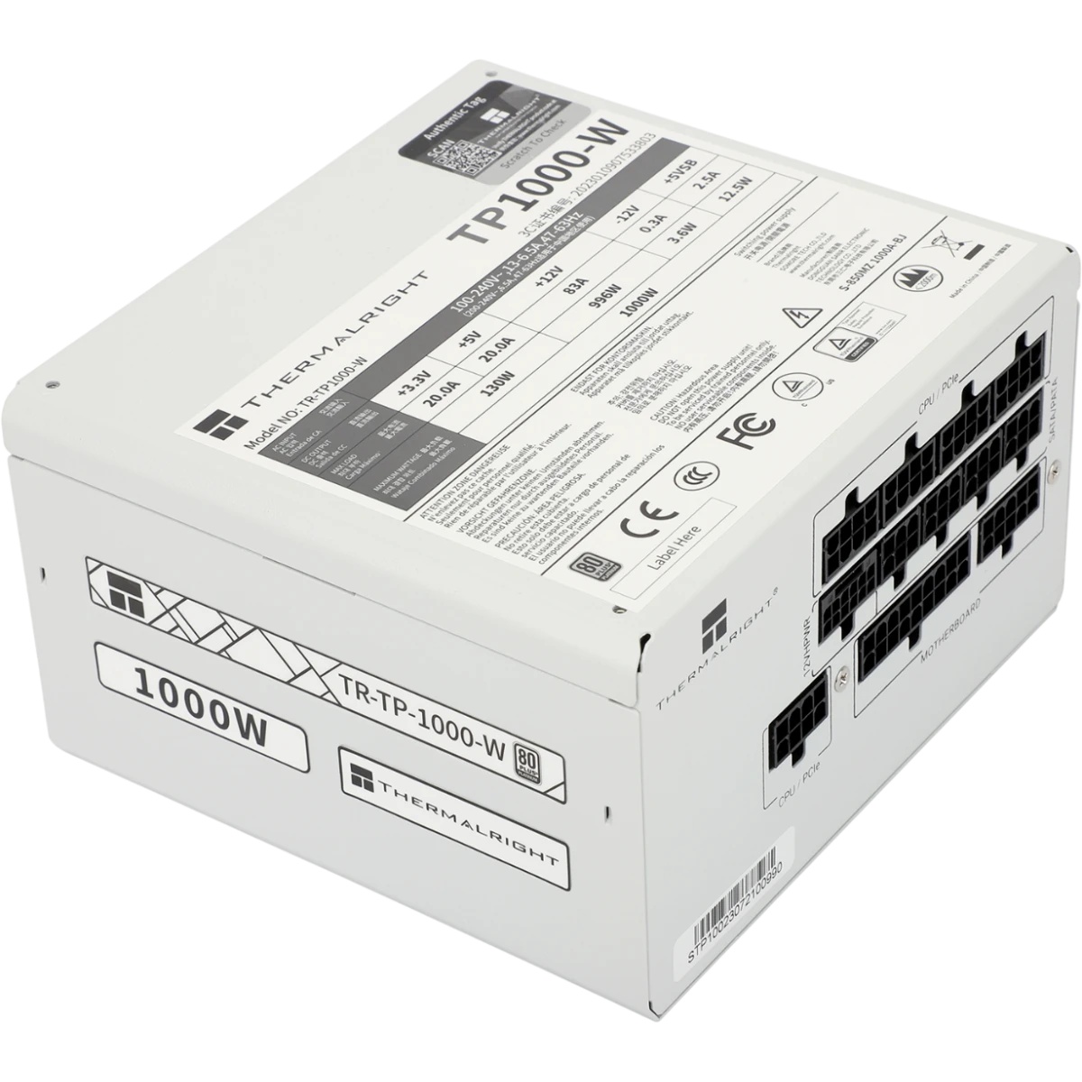 Блок питания Thermalright, 1000W 80+ Platinum (ATX, 3.0, PCIe 5.0, Full modular, 1x24(20+4)pin, 1xCP