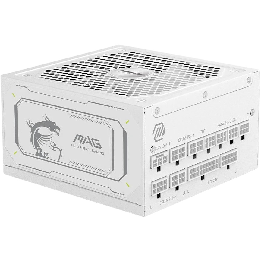 Блок питания ПК MSI MAG A1000GL PCIE5 White 1000W, 80+ Gold, полностью модульный, ATX 3.1, PCIE5.1,