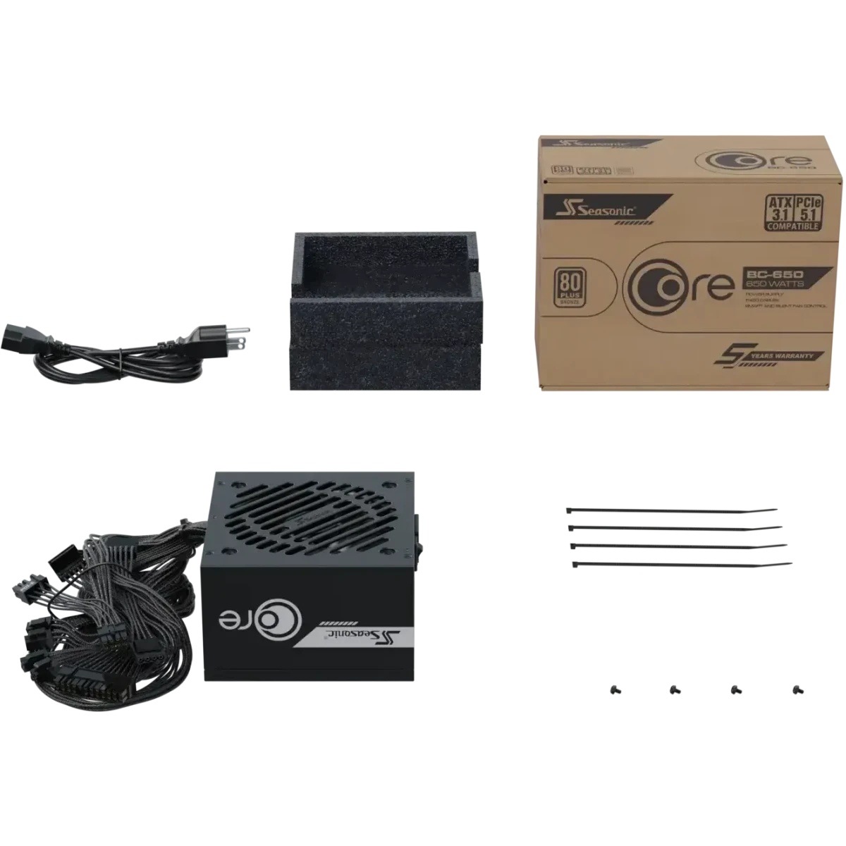 Блок питания Seasonic ATX 650W Core V2 BC-650 80+ bronze (20+4pin) APFC 120mm fan 3xSATA RTL