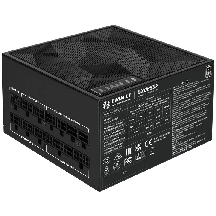 Блок питания Lian-Li ATX 850W SX0850P 80+ platinum (20+4pin) APFC 120mm fan 8xSATA Cab Manag RTL