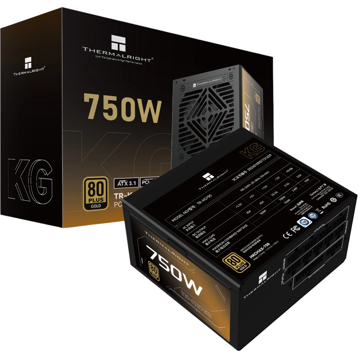 Блок питания 750W Power Supply Thermalright, 750W 80+ Gold (ATX, 3.1, PCIe 5.1, Full modular, 1x24(2