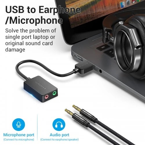 Внешняя звуковая карта Vention USB Черная, шт.