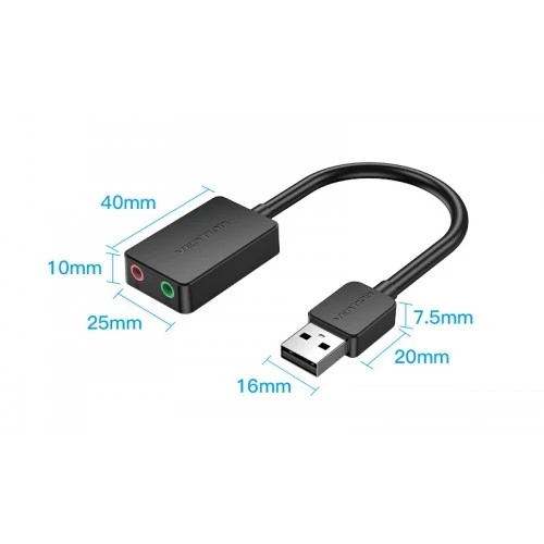 Внешняя звуковая карта Vention USB Черная, шт.