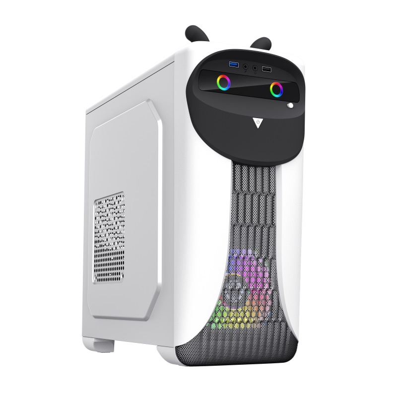 Компьютерный корпус GameMax Cute OWL, без БП (Midi Tower, ., 1*USB3.0 + 2*USB2.0, 2*120мм), Черный/б