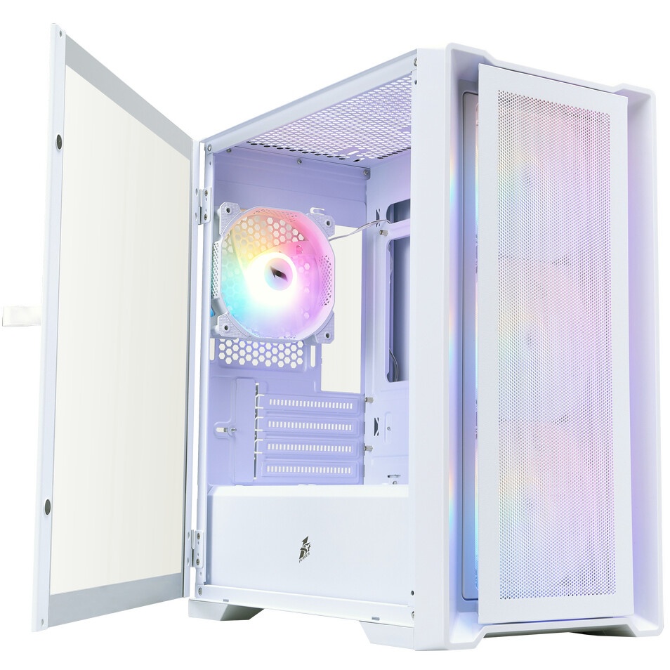 Корпус 1STPLAYER TRILOBITE T5 ARGB White / mATX / 4x120mm ARGB fans / T5-WH-4F7-W