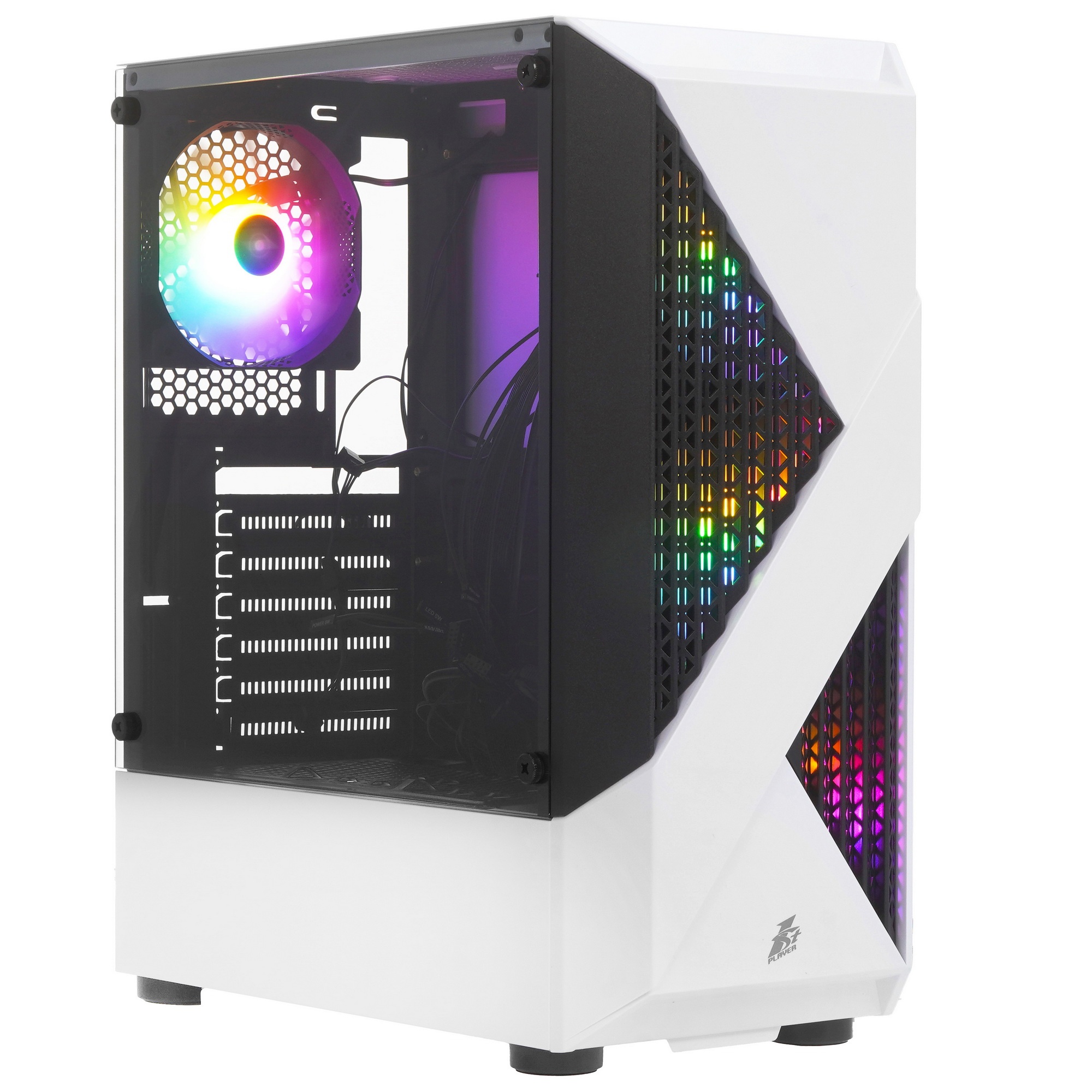 Компьютерный корпус 1STPLAYER FIREROSE F3-A White / ATX, TG / 4x120mm LED fans inc. / F3-A-WH-4F1