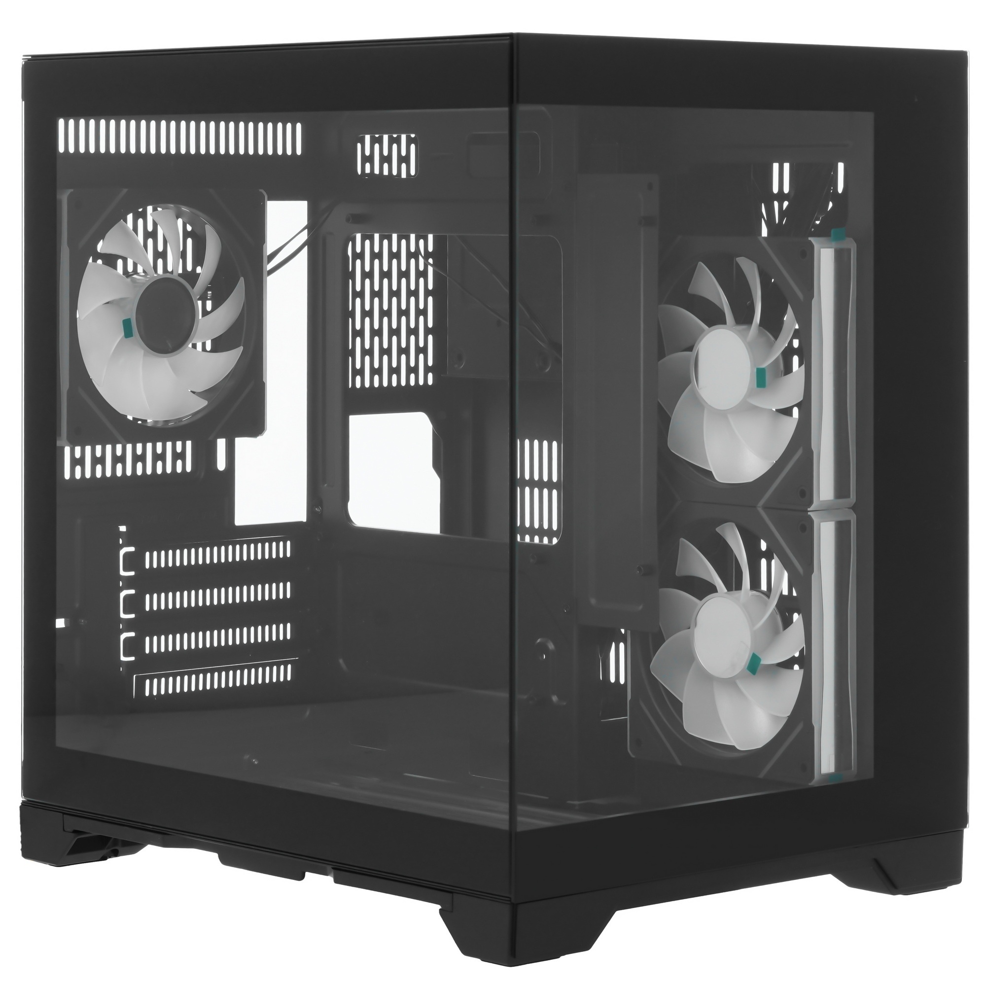 Корпус 1STPLAYER MEGAVIEW MV5-TP ARGB Black / mATX / 3x120mm ARGB fans / MV5-TP-BK-2FC7R-1FC7