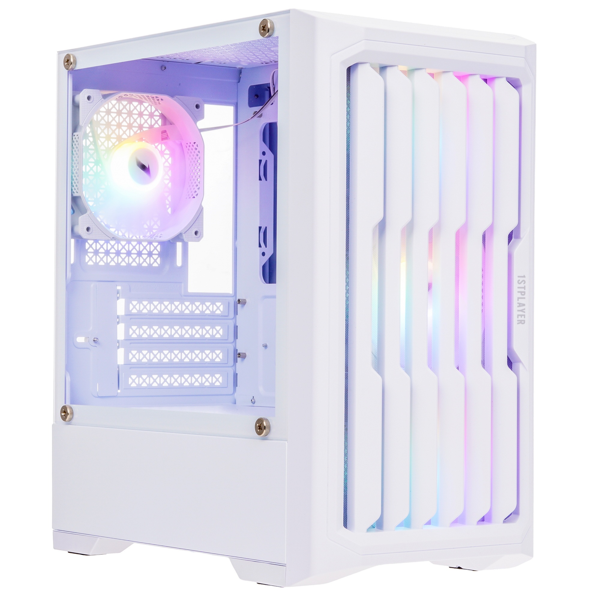 Компьютерный корпус 1STPLAYER BULLET HUNTER H2 White / mATX / 4x120mm FRGB fans / H2-WH-4F1-W