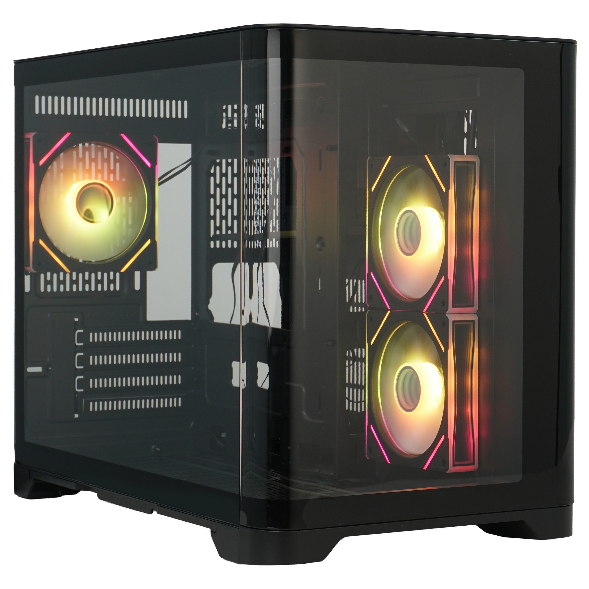 Корпус 1STPLAYER UVIEW UV6 ARGB Black / mATX / 3x120mm ARGB fans / UV6-BK-2FC7R-1FC7