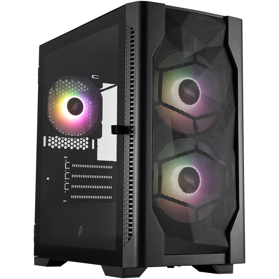 Компьютерный корпус 1STPLAYER DK D7 ARGB Black / mATX / 3x120mm ARGB fans / D7-BK-3F7