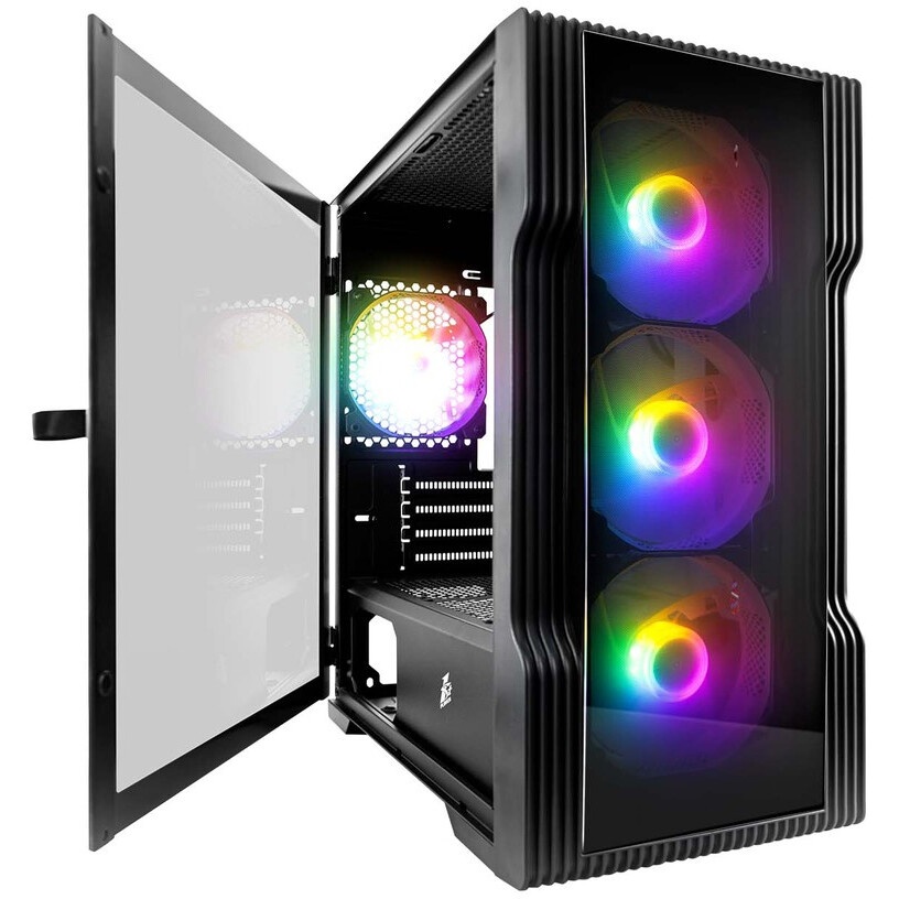 Компьютерный корпус 1STPLAYER DK D7 ARGB Black / mATX / 3x120mm ARGB fans / D7-BK-3F7