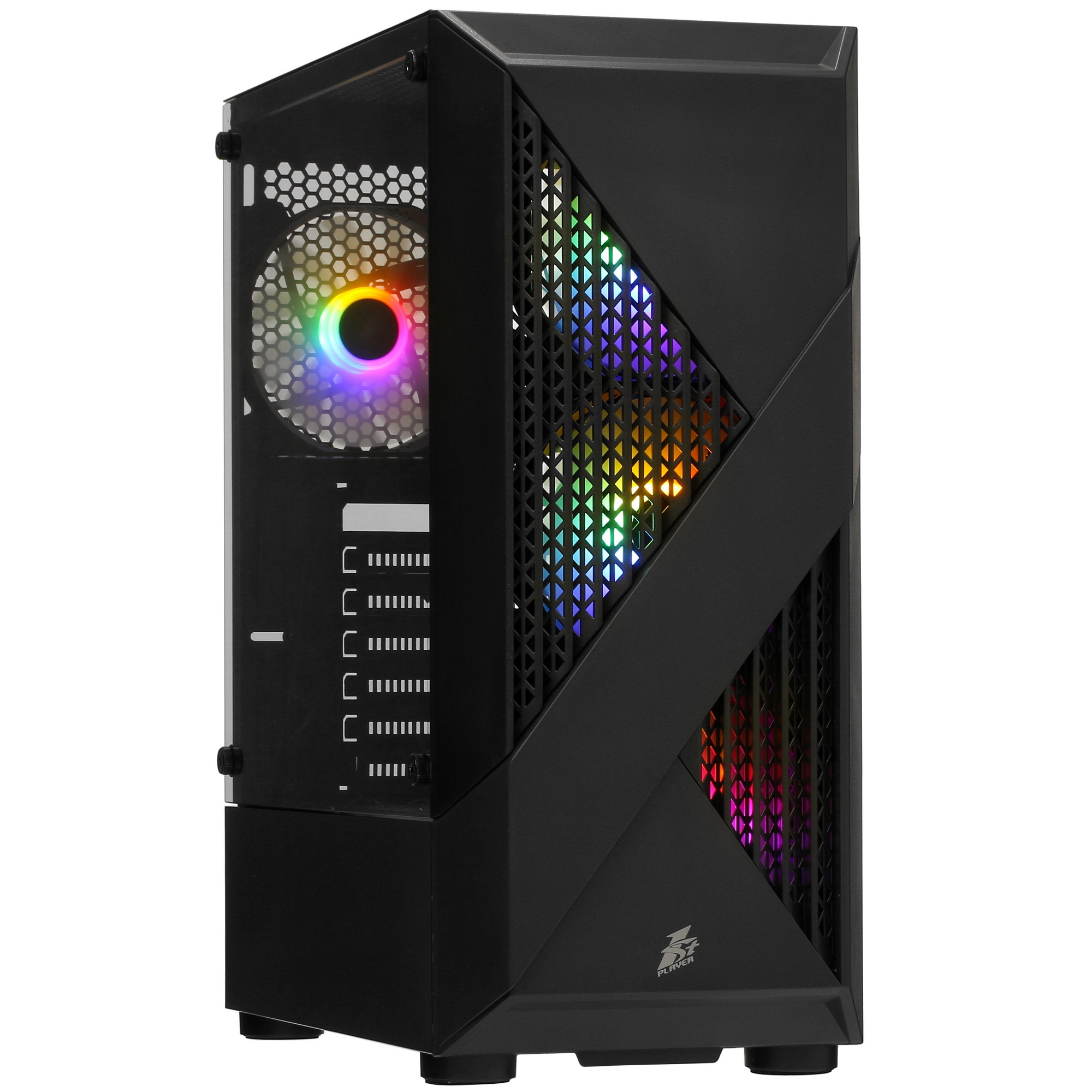 Компьютерный корпус 1STPLAYER FIREROSE F3-A Black / ATX, TG / 4x120mm LED fans inc. / F3-A-BK-4F1