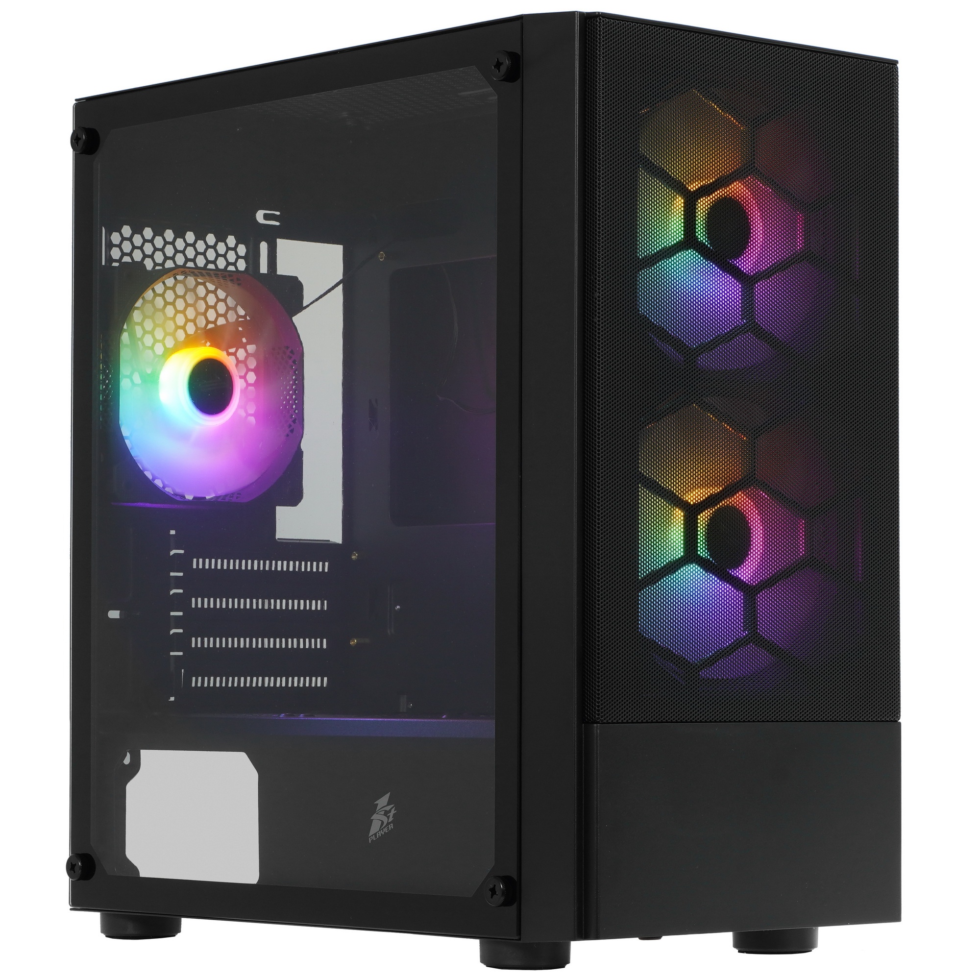 Компьютерный корпус 1STPLAYER FIREBASE X4-M Black / mATX, TG / 1x120mm & 2x140mm LED fans inc. / X4-