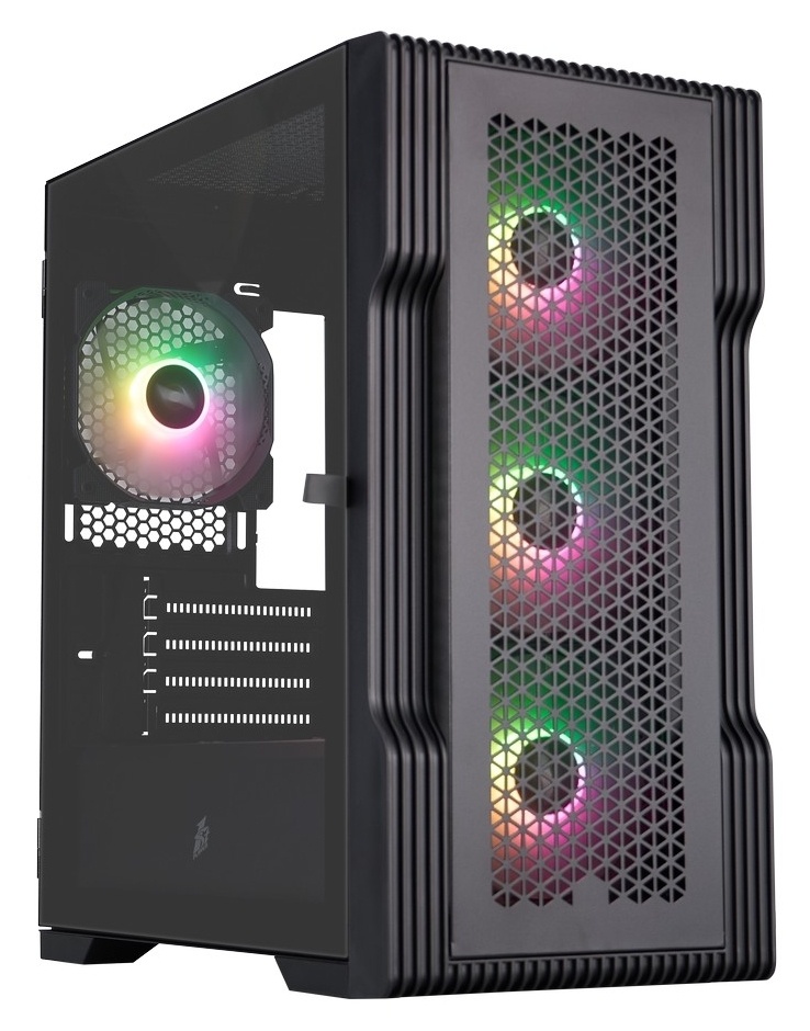 Корпус 1STPLAYER TRILOBITE T3 ARGB Black / mATX / 4x120mm ARGB fans / T3-BK-4F7
