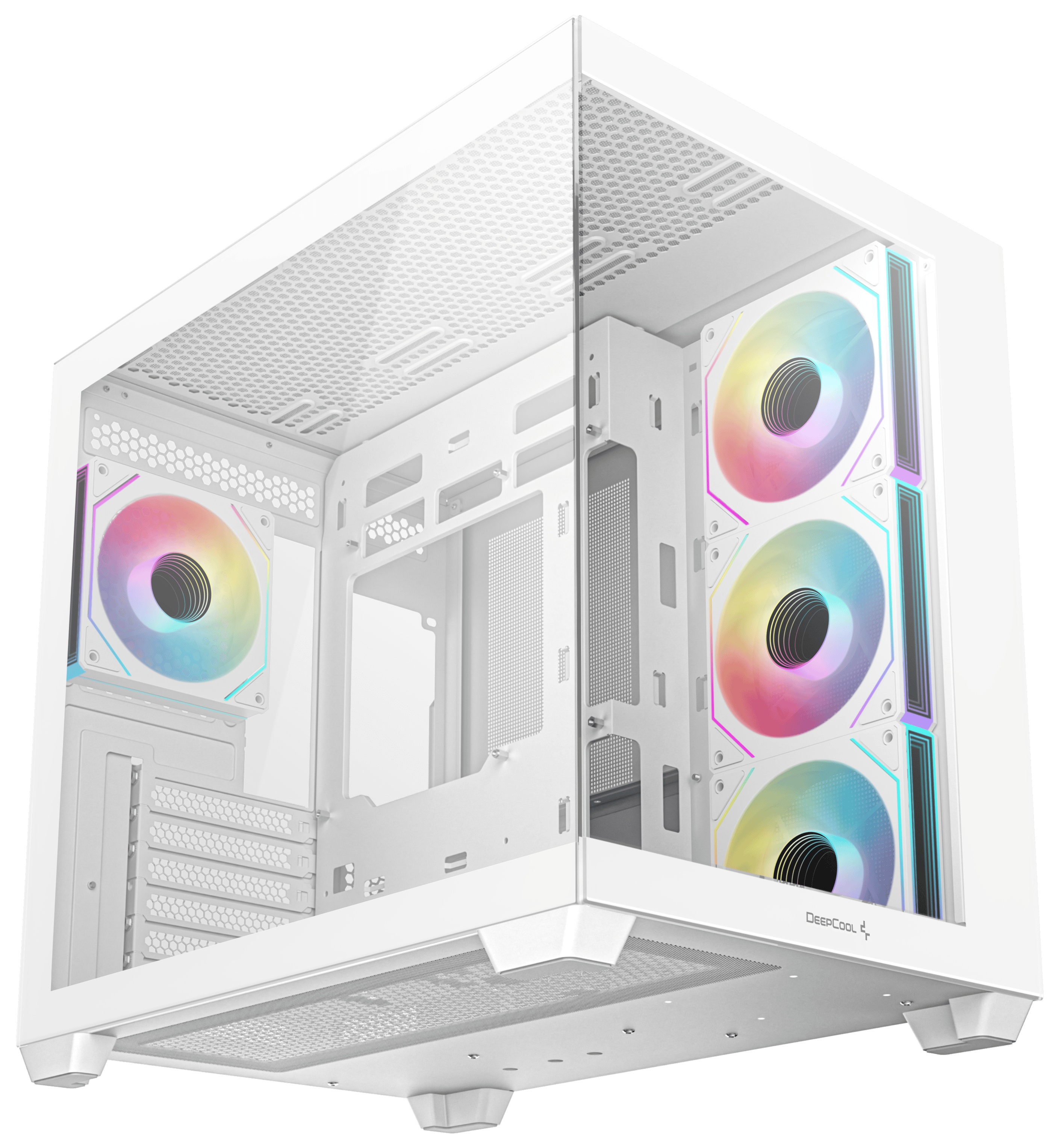 Корпус Deepcool CG530 4F WH без БП, боковое окно (панорама), 3x120мм ARGB Reverce вентилятора на бок