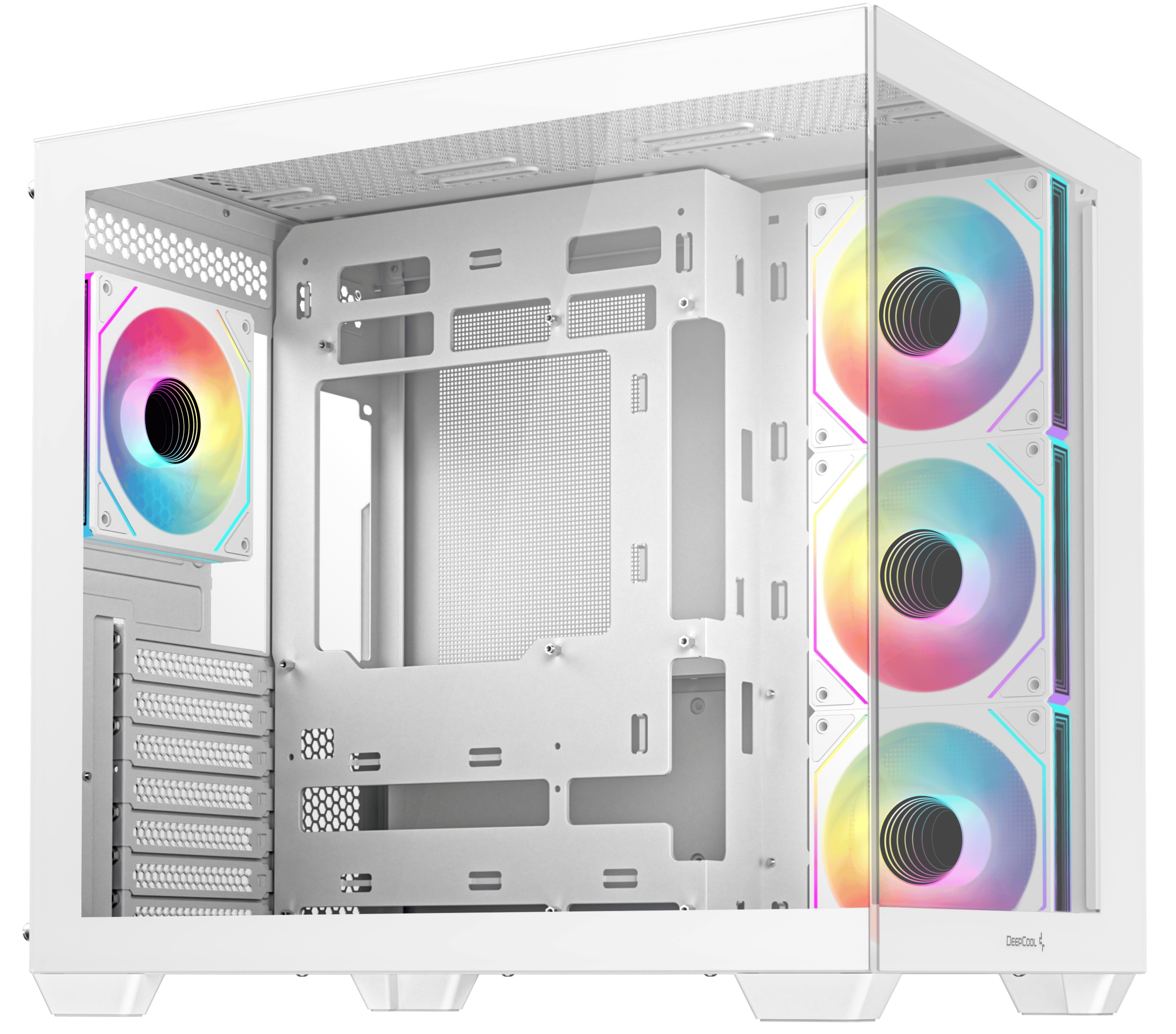 Корпус Deepcool CG530 4F WH без БП, боковое окно (панорама), 3x120мм ARGB Reverce вентилятора на бок