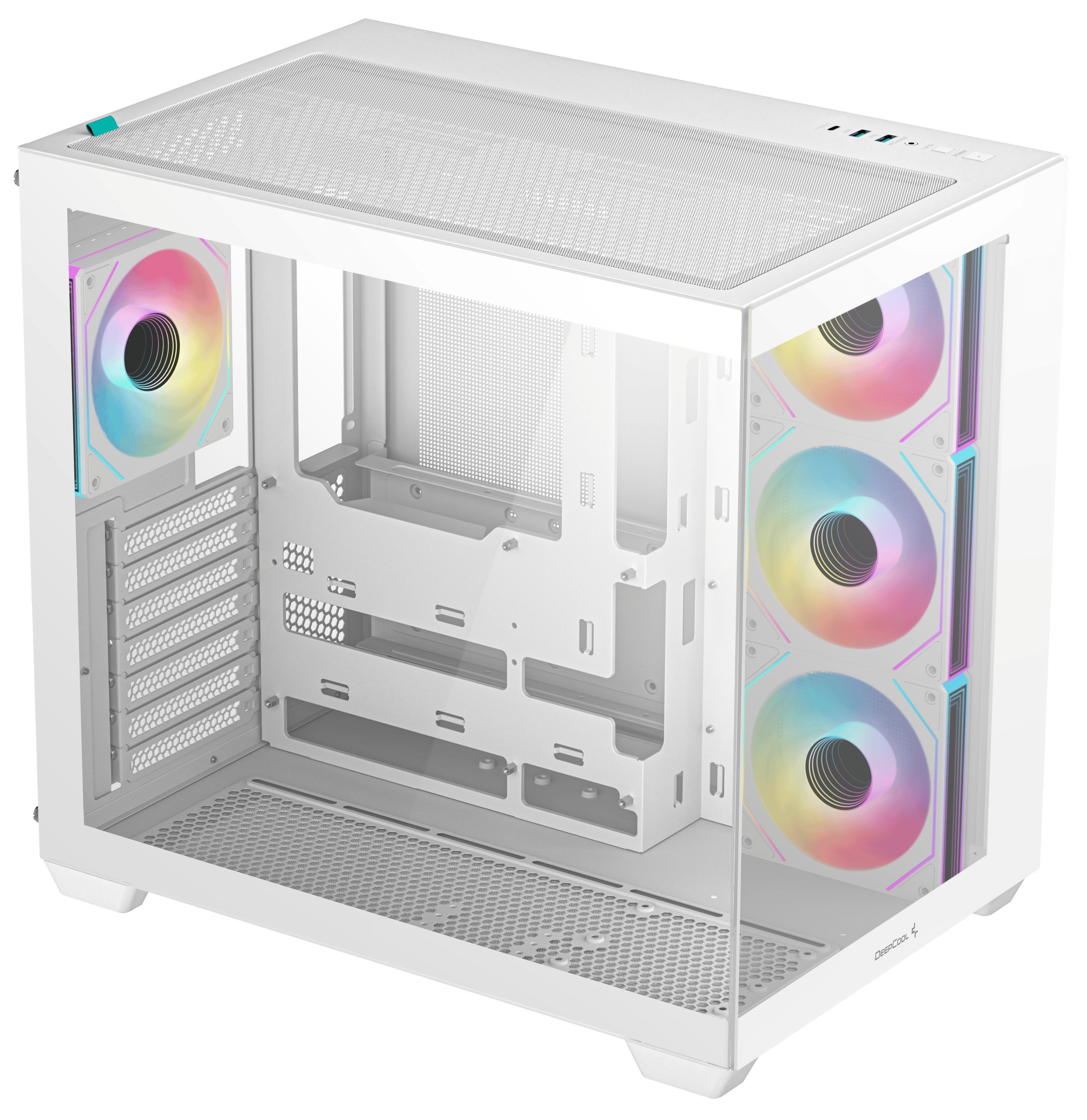 Корпус Deepcool CG530 4F WH без БП, боковое окно (панорама), 3x120мм ARGB Reverce вентилятора на бок