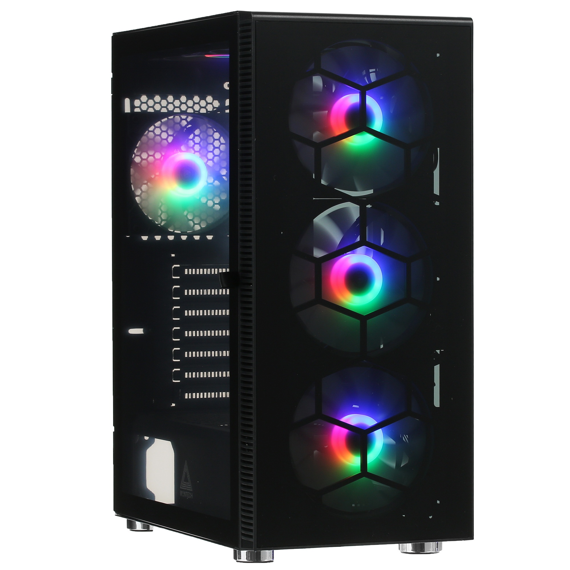 Компьютерный корпус Montech X3 GLASS, без БП, ATX 6x120mm 2xUSB3.0 1xUSB3.1 audio bott PSU, черный