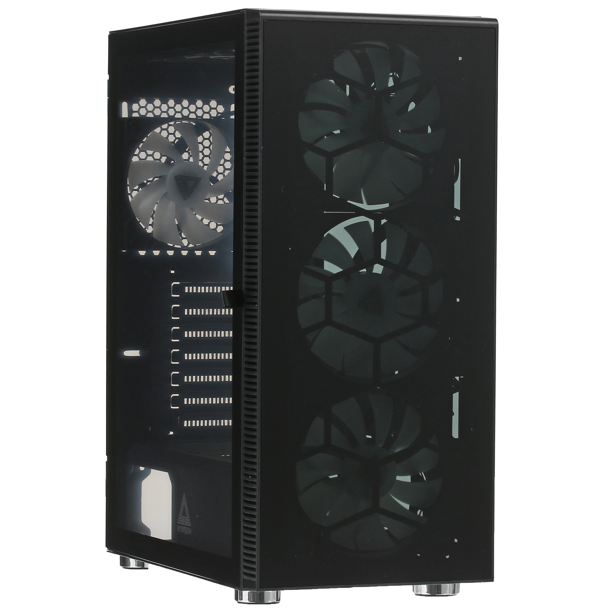 Компьютерный корпус Montech X3 GLASS, без БП, ATX 6x120mm 2xUSB3.0 1xUSB3.1 audio bott PSU, черный