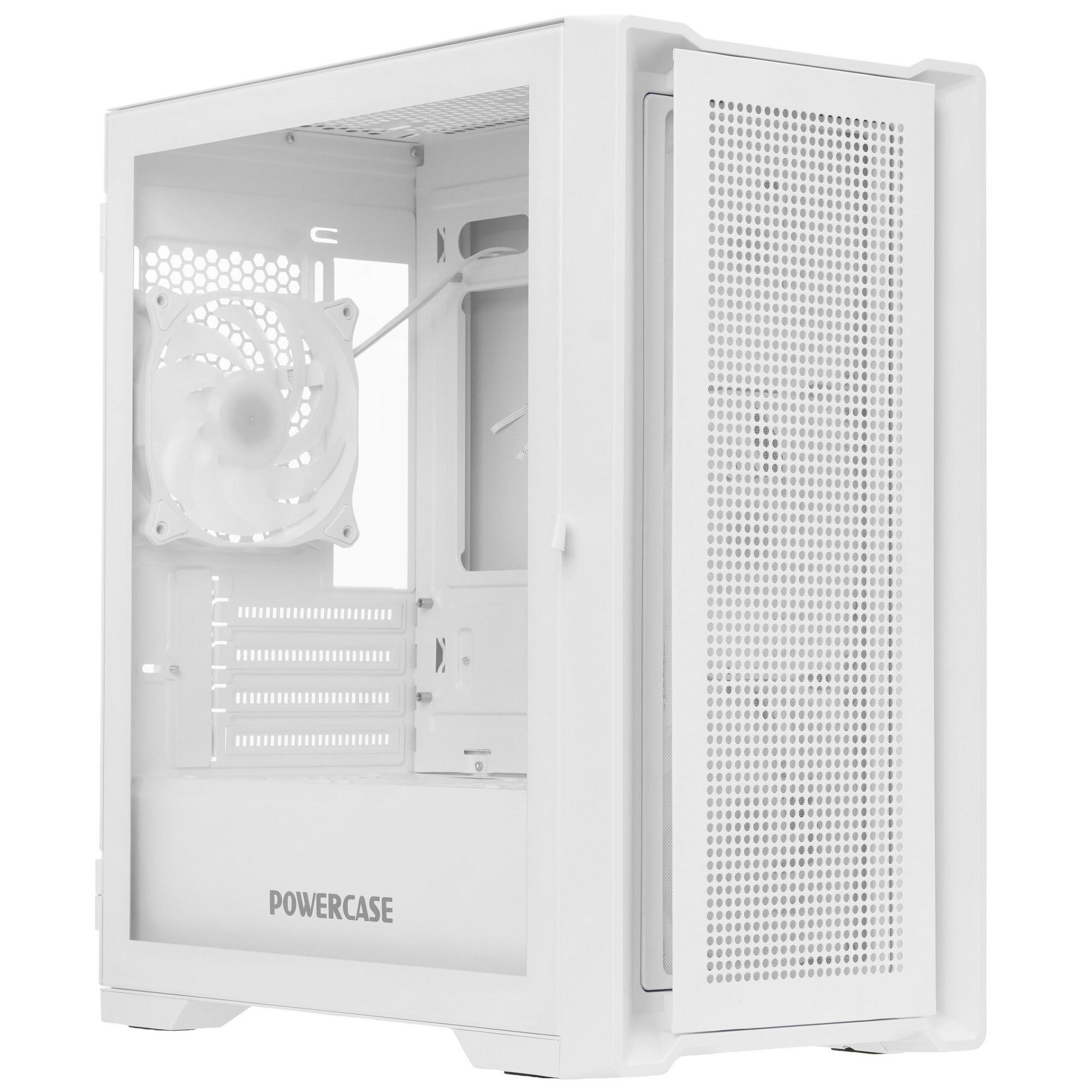 Компьютерный корпус Powercase Alisio Micro X4W V2, Tempered Glass, 4х 120mm ARGB fans, ARGB HUB, бел