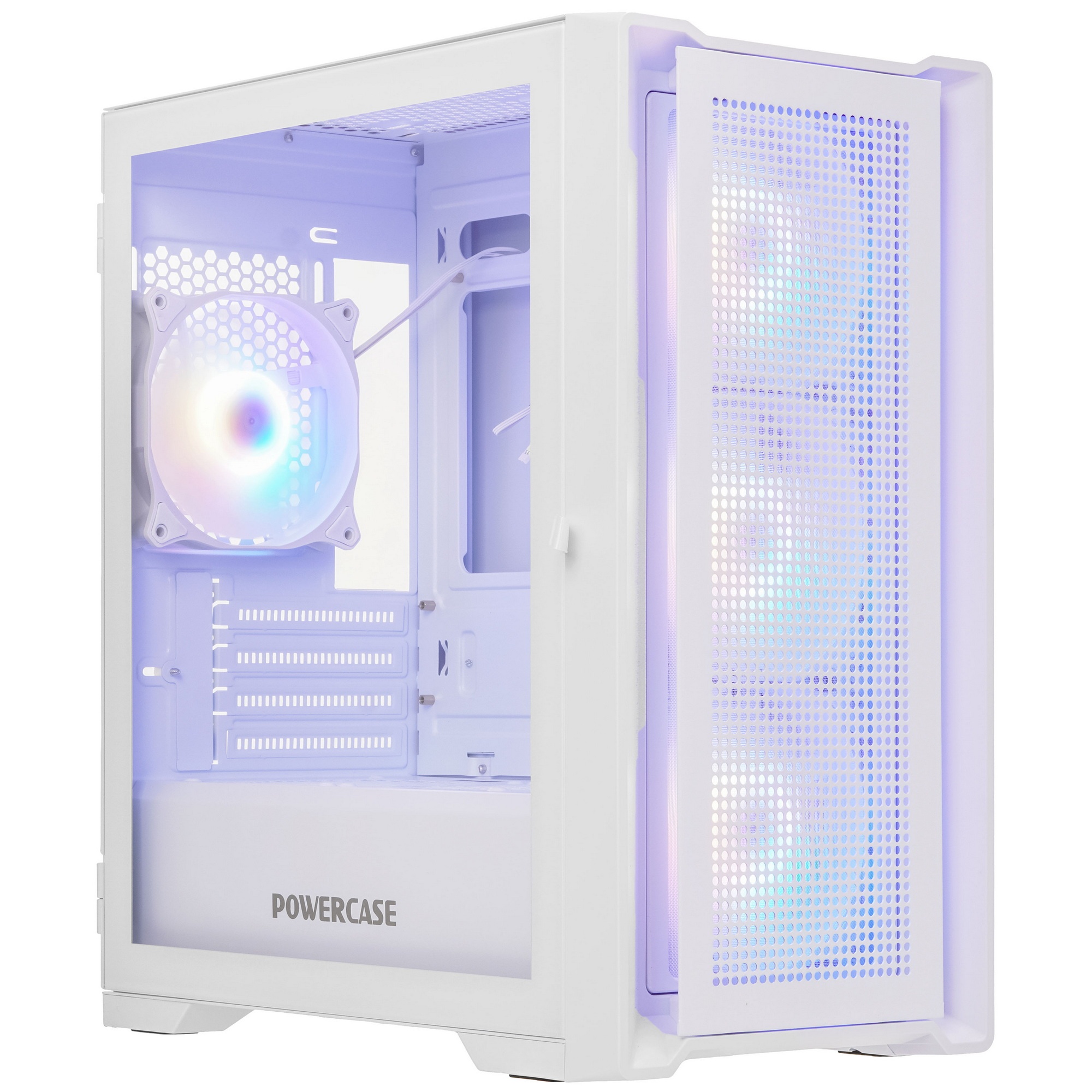 Компьютерный корпус Powercase Alisio Micro X4W V2, Tempered Glass, 4х 120mm ARGB fans, ARGB HUB, бел