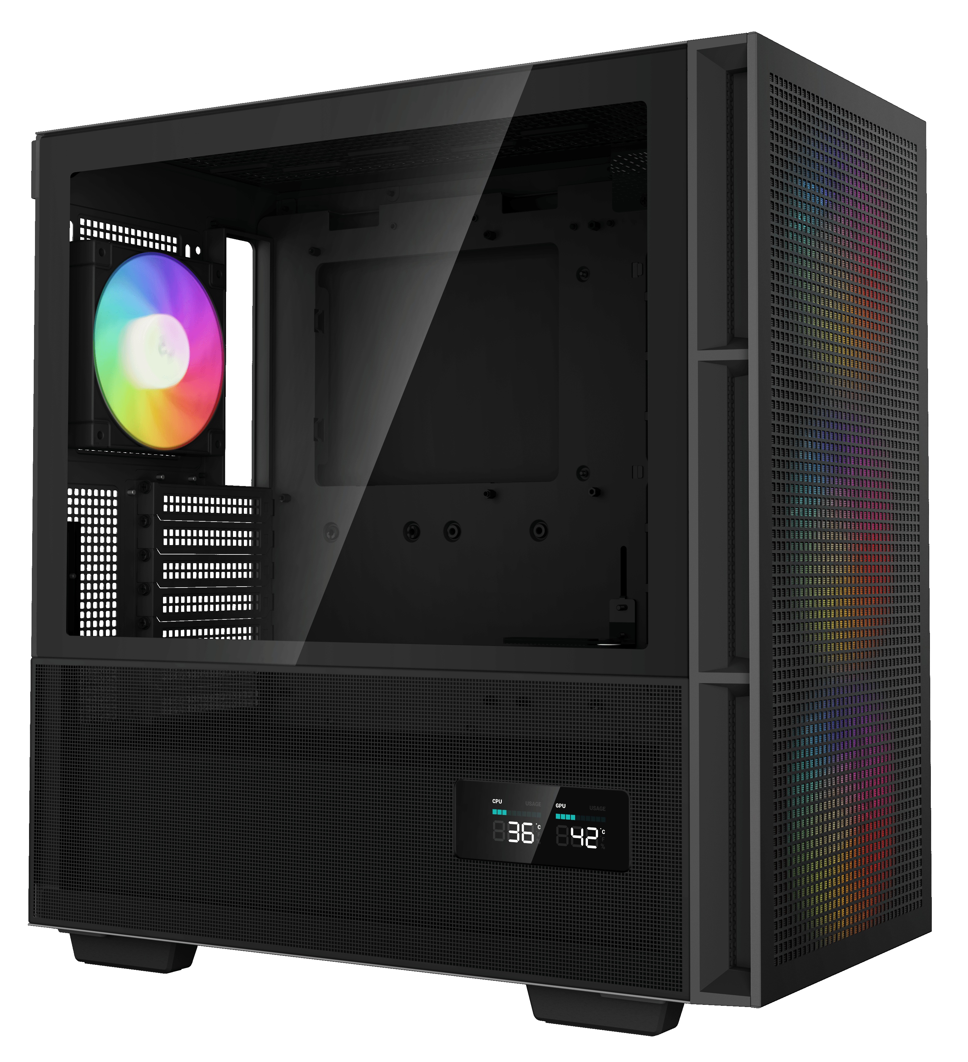 Корпус компьютерный DeepCool CH560 Digital Black (R-CH560-BKAPE4D-G-1) (ATX, без БП, 2хUSB, с окном)